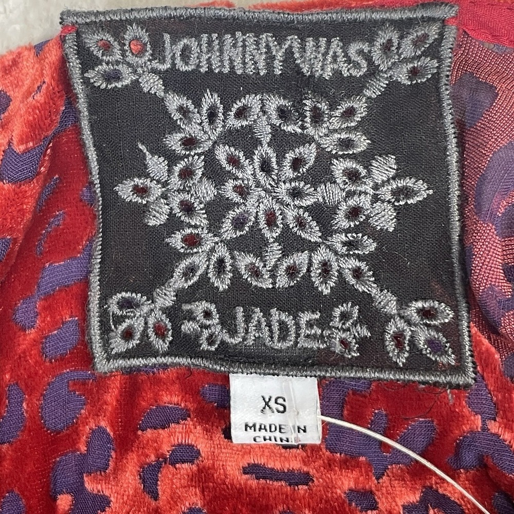 Johnny Was Jade Collection Doris Silk Blend Mini Dress Flare Boho Red Blue XS - Picture 4 of 11